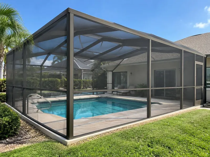 New screen panels on a pool enclosure